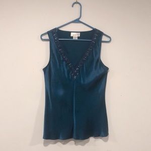 ZARIAH silk tank top with beading around neckline